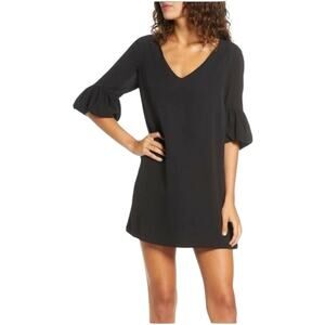 BB Dakota Power Shift Crepe V-Neck Mini Dress Black Size Small